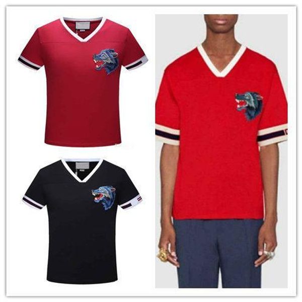 men v neck tee men wolf head embroidery v-collar cotton t shirt short sleeves street wear slim fit, White;black
men v neck tee men wolf head embroidery v-collar cotton t shirt short sleeves street wear slim fit, White;black