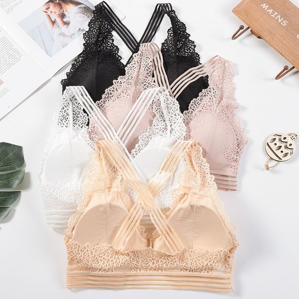 summer new style lace beauty back bra hollow out cross-strap tube non-steel ring with chest pad sports vest, Black;white
summer new style lace beauty back bra hollow out cross-strap tube non-steel ring with chest pad sports vest, Black;white
