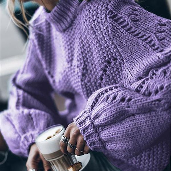2019 autumn winter women knitted sweater puff sleeve oversized sweater female pullovers crocheted knitting outeewear, White;black
2019 autumn winter women knitted sweater puff sleeve oversized sweater female pullovers crocheted knitting outeewear, White;black