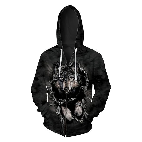 wolf printed men's cardigan hooded men's clothing fashion zipper clothing in europe and the united states sweatshirts, Black
wolf printed men's cardigan hooded men's clothing fashion zipper clothing in europe and the united states sweatshirts, Black