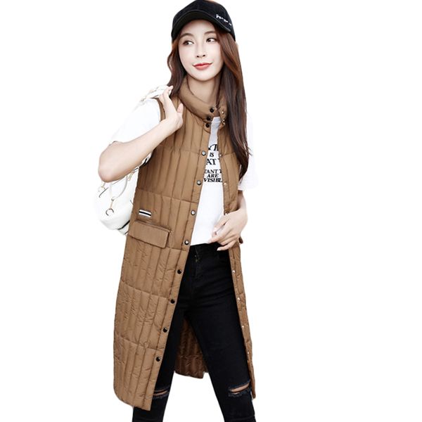2019 long vest winter coat women sleeveless down jacket slim female quilted coat femme korean waistcoat colete plus size d288, Black;white
2019 long vest winter coat women sleeveless down jacket slim female quilted coat femme korean waistcoat colete plus size d288, Black;white