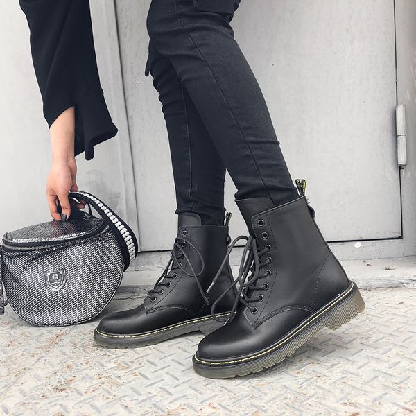 women's geuine leather lace-up flats ankle boots leisure soft comfortable short booties punk boots shoes for women, Black
women's geuine leather lace-up flats ankle boots leisure soft comfortable short booties punk boots shoes for women, Black