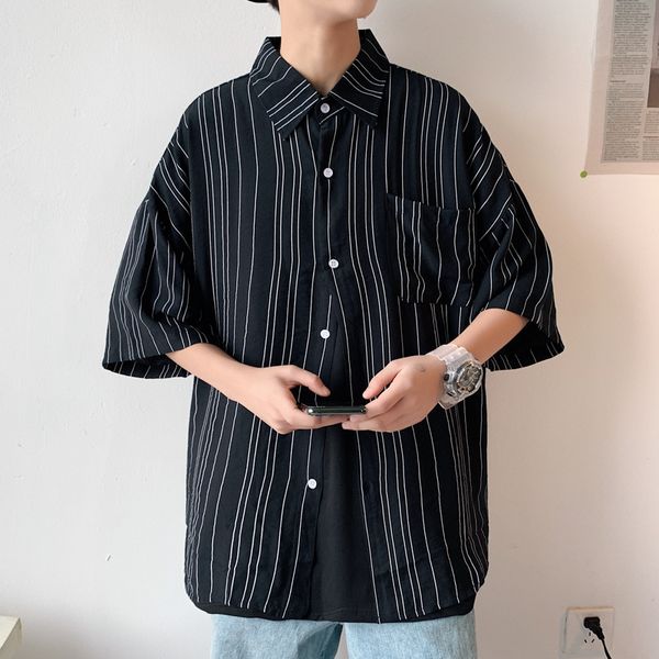 dress shirt men's fashion business casual shirt men streetwear british style wild loose short sleeve shirts mens s-2xl, White;black
dress shirt men's fashion business casual shirt men streetwear british style wild loose short sleeve shirts mens s-2xl, White;black