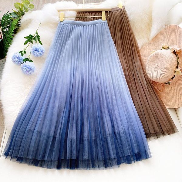 pleated gradient color mesh skirt female 2020 spring and summer long pleated skirt elegant pink brown tulle skirts, Black
pleated gradient color mesh skirt female 2020 spring and summer long pleated skirt elegant pink brown tulle skirts, Black