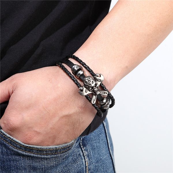 beaded, strands high-quality vintage alloy skull bracelet, stackable, multi-layer black leather braided suitable for men's bracelets
beaded, strands high-quality vintage alloy skull bracelet, stackable, multi-layer black leather braided suitable for men's bracelets