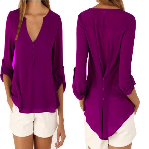 ladies chiffon blouses stylish autumn women chiffon blouse shirt v neck female casual solid color woman plus size clothing, White
ladies chiffon blouses stylish autumn women chiffon blouse shirt v neck female casual solid color woman plus size clothing, White