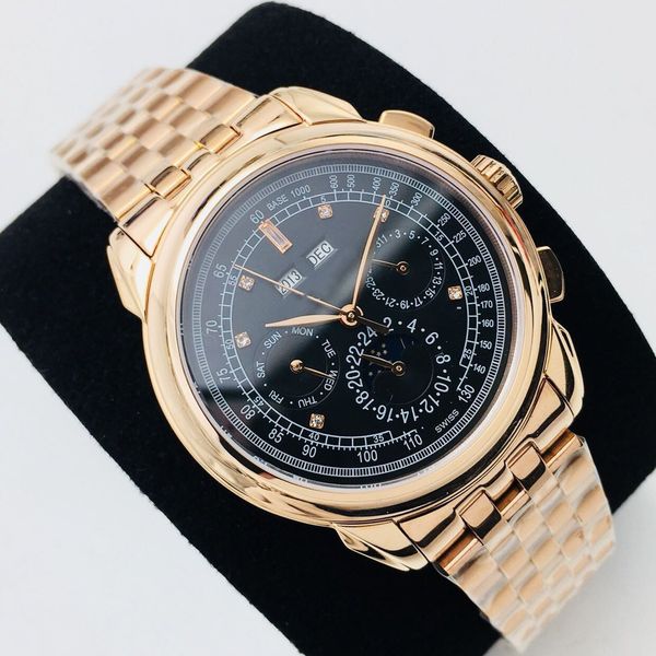 pp factory men super complex functional timing watches by 41mm all steel plated nano platinum case with italian calf leather sapphire crysta, Slivery;brown 
pp factory men super complex functional timing watches by 41mm all steel plated nano platinum case with italian calf leather sapphire crysta, Slivery;brown