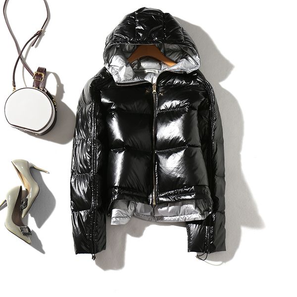 women double sided silver down parkas coats winter lady hooded white duck down jacket waterproof snow outerwear, Black
women double sided silver down parkas coats winter lady hooded white duck down jacket waterproof snow outerwear, Black
