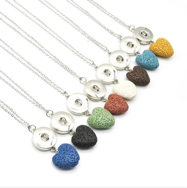 18mm snap button & heart colourful lava stone pendant necklace aromatherapy essential oil perfume diffuser collar for women men jewelry, Silver
18mm snap button & heart colourful lava stone pendant necklace aromatherapy essential oil perfume diffuser collar for women men jewelry, Silver
