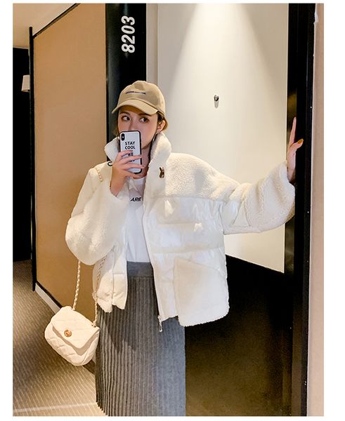 winter new style lamb feather patchwork down jacket casual loose ins style fashion coat woman, Black
winter new style lamb feather patchwork down jacket casual loose ins style fashion coat woman, Black