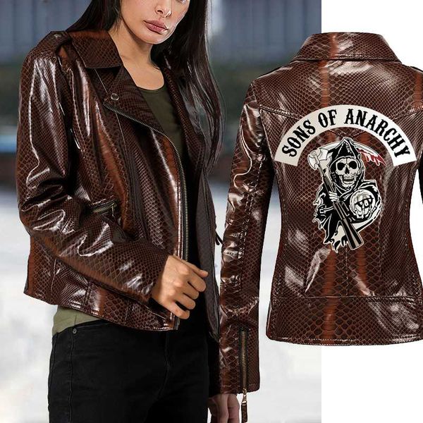 women's leather & faux sons of womens jacket snake skin slim moto biker autumn winter coat, Black
women's leather & faux sons of womens jacket snake skin slim moto biker autumn winter coat, Black