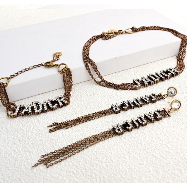 retro full diamond letter tassel earrings multi-layer chain temperament clavicle necklace bracelet luxury designer jewelry women earrings, Golden
retro full diamond letter tassel earrings multi-layer chain temperament clavicle necklace bracelet luxury designer jewelry women earrings, Golden