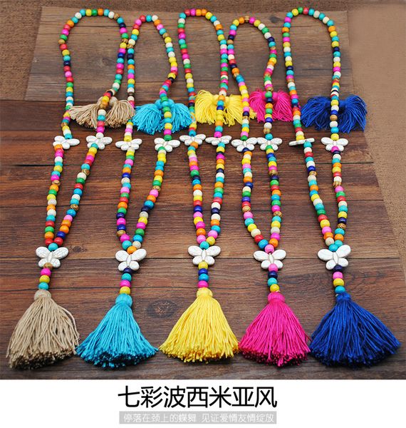 retro butterfly wooden bead tassel pendant necklace colorful cotton fringe handmade statement long bohemian accessories jewelry, Silver
retro butterfly wooden bead tassel pendant necklace colorful cotton fringe handmade statement long bohemian accessories jewelry, Silver