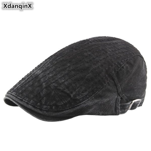 xdanqinx adjustable size novelty vintage men's berets snapback cap 2019 new washed 100% cotton men retro tongue cap dad hat, Blue;gray 
xdanqinx adjustable size novelty vintage men's berets snapback cap 2019 new washed 100% cotton men retro tongue cap dad hat, Blue;gray