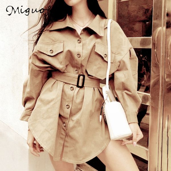 miguofan women's jacket coat belt lace up streetwear solid fashion casual jackets outwears female 2019 autumn winter, Black;brown
miguofan women's jacket coat belt lace up streetwear solid fashion casual jackets outwears female 2019 autumn winter, Black;brown