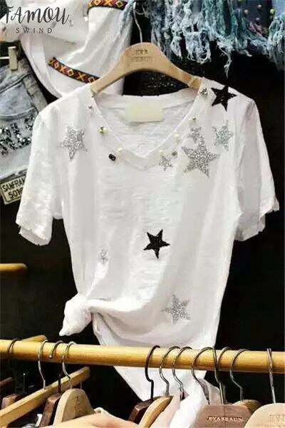 2020 summer and autumn new women short sleeved t shirt female v neck loose bamboo solid sweis cotton wild shirt tide, White
2020 summer and autumn new women short sleeved t shirt female v neck loose bamboo solid sweis cotton wild shirt tide, White