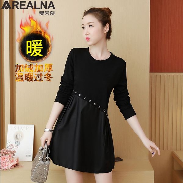 short women dress long sleeve 2019 winter velvet thicken casual black dress mini button plus size ladies dresses, Black;gray
short women dress long sleeve 2019 winter velvet thicken casual black dress mini button plus size ladies dresses, Black;gray