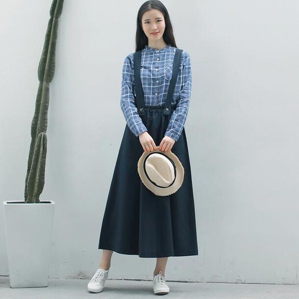 2020 vintage long black skirt for women japanese preppy maxi linen overalls mori girl navy female high waist skirts wf863 
2020 vintage long black skirt for women japanese preppy maxi linen overalls mori girl navy female high waist skirts wf863