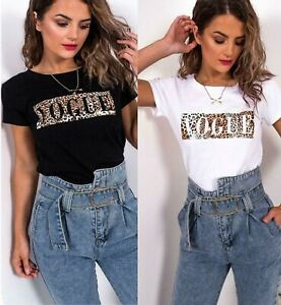 new arrival women's summer short sleeve t shirts vogue leopard print tees for ladies round neck, White
new arrival women's summer short sleeve t shirts vogue leopard print tees for ladies round neck, White