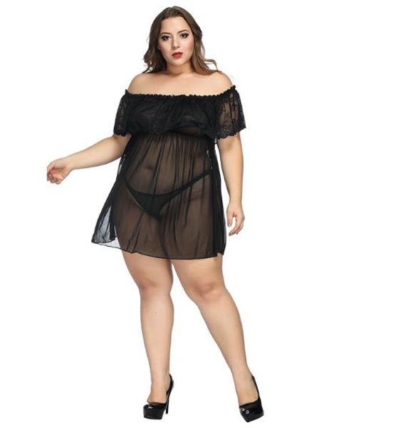plus size womens lace pyjamas black see through off shoulder nightgown casual loose women sleepwear, Black;white
plus size womens lace pyjamas black see through off shoulder nightgown casual loose women sleepwear, Black;white