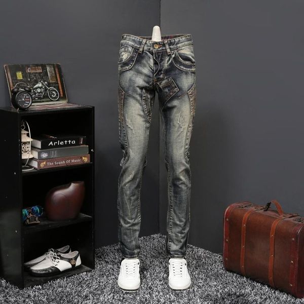 men's jeans denim vintage men ripped destroyed trouser slim fit zipper hombre pleasting skinny, Blue
men's jeans denim vintage men ripped destroyed trouser slim fit zipper hombre pleasting skinny, Blue