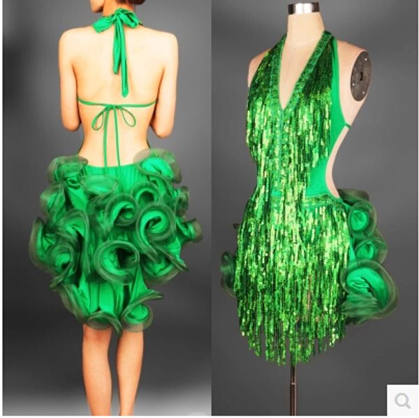 latin dance dress green professional costume for women fringe samba costume colorful womens ballroom competition dresses tassels, Black;red 
latin dance dress green professional costume for women fringe samba costume colorful womens ballroom competition dresses tassels, Black;red