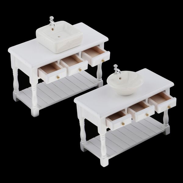 2x 1:12 dollhouse miniature ceramic wash basin bathroom sink & cabinet 
2x 1:12 dollhouse miniature ceramic wash basin bathroom sink & cabinet