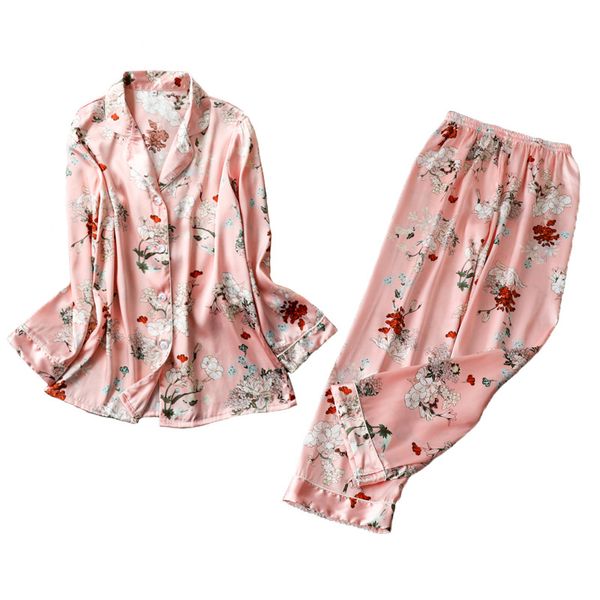 2019 spring satin pyjamas women pajamas sets with pants flower print long sleeve silk sleepwear pijama mujer female nightsuit, Black;red
2019 spring satin pyjamas women pajamas sets with pants flower print long sleeve silk sleepwear pijama mujer female nightsuit, Black;red