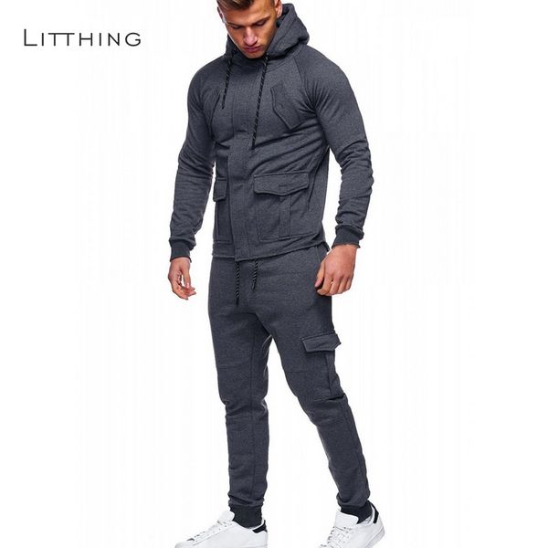 litthing 2019 fashion spring 2pcs men's set solid men sweatshirt+pants tracksuits casual pockets drawstring sportwear clothing, Gray
litthing 2019 fashion spring 2pcs men's set solid men sweatshirt+pants tracksuits casual pockets drawstring sportwear clothing, Gray
