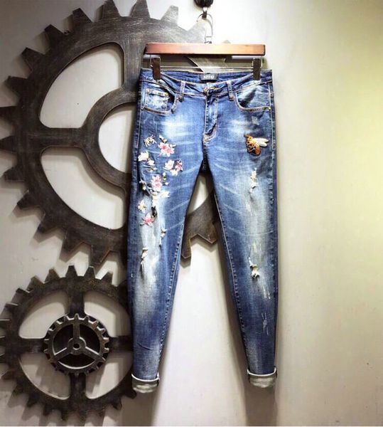 luxury brand designer men jeans denim fashion bee embroidery pants hip hop mens jean motorcycle bike jeans high street trend designer pant, Blue
luxury brand designer men jeans denim fashion bee embroidery pants hip hop mens jean motorcycle bike jeans high street trend designer pant, Blue
