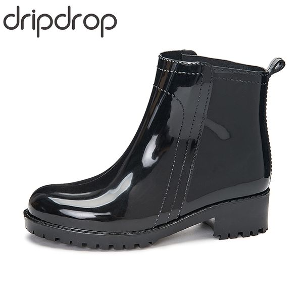 dripdrop women's short boots waterproof non-slip fashion rain shoes female ankle rubber rain boots, Black
dripdrop women's short boots waterproof non-slip fashion rain shoes female ankle rubber rain boots, Black