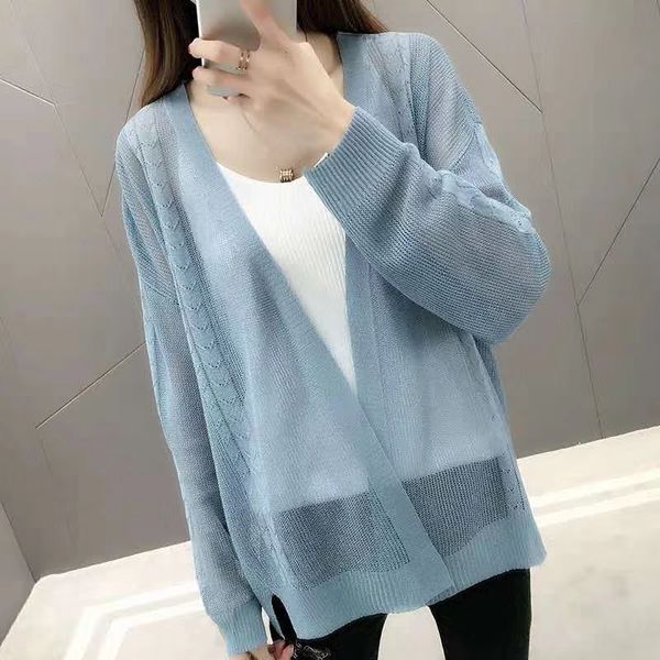 2019 summer knitted thin cardigan women loose casual long sleeve hollow out transparent cardigans sweater ladies open stitch, White
2019 summer knitted thin cardigan women loose casual long sleeve hollow out transparent cardigans sweater ladies open stitch, White