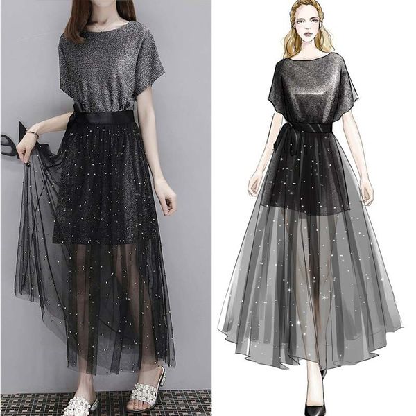 2019 summer 2 piece set woman cotton long t-shirt +mesh see through skirt sets women elegant vintage female skirts suits, White
2019 summer 2 piece set woman cotton long t-shirt +mesh see through skirt sets women elegant vintage female skirts suits, White