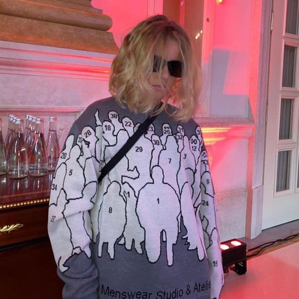 luxury european printing crew neck loose sweater warm couples mens women woolly model designer fashion sweaters hfxhmy017, White;black
luxury european printing crew neck loose sweater warm couples mens women woolly model designer fashion sweaters hfxhmy017, White;black