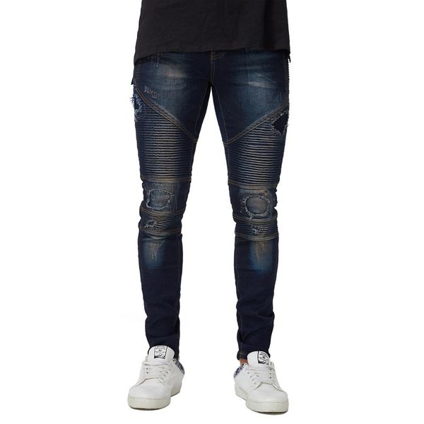 mens draped designer ripped jeans slim fit biker pencil pants spring autumn fashion trousers, Blue
mens draped designer ripped jeans slim fit biker pencil pants spring autumn fashion trousers, Blue