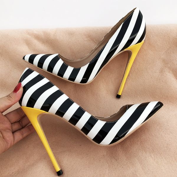 women lady 2019 yellow stripe patent leather poined toes wedding heels stiletto high heels shoes pumps 12cm 120mm 10cm, Black
women lady 2019 yellow stripe patent leather poined toes wedding heels stiletto high heels shoes pumps 12cm 120mm 10cm, Black