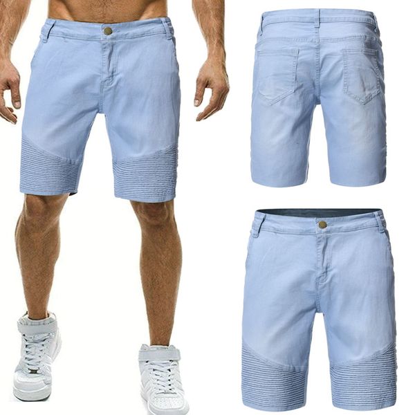 pour homme short jeans thin solid fold slim fit 5 cents new summer personality high street cool style urban wind designer pants, Blue
pour homme short jeans thin solid fold slim fit 5 cents new summer personality high street cool style urban wind designer pants, Blue