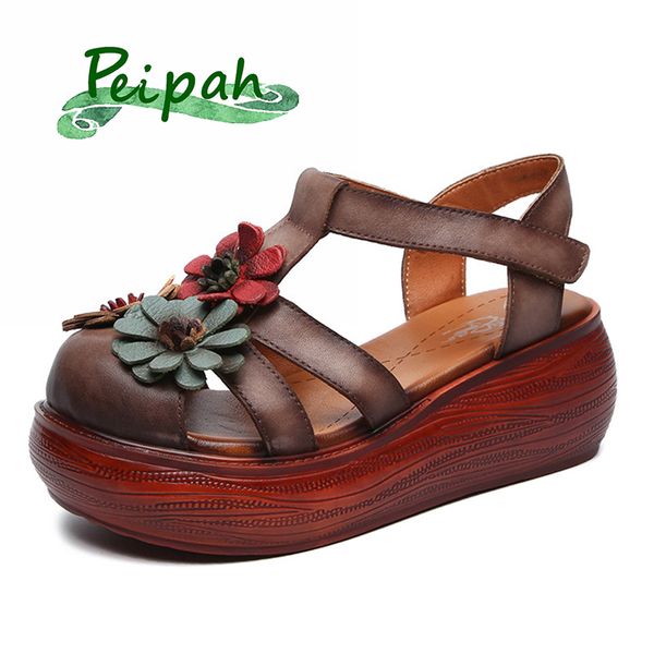 peipah summer wedges genuine leather women's sandals ladies retro casual with flowers shoes woman platform rome slides for women, Black
peipah summer wedges genuine leather women's sandals ladies retro casual with flowers shoes woman platform rome slides for women, Black