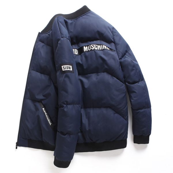 2019 new men parka cotton padded winter jacket coat men solid color stand collar zipper thick coat down parka, Black
2019 new men parka cotton padded winter jacket coat men solid color stand collar zipper thick coat down parka, Black