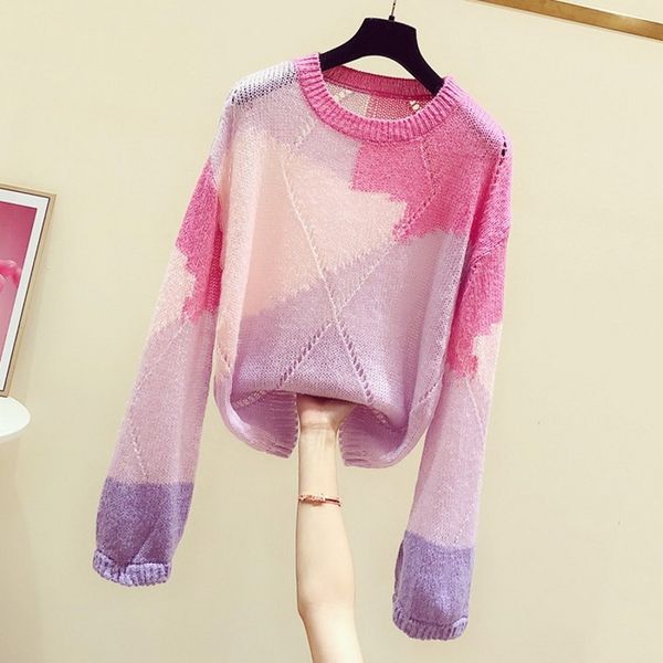2020 spring new korean fashion colorful cut-out round-neck long-sleeve pullover sweater women's loose fit sweater sweter jumper, White;black
2020 spring new korean fashion colorful cut-out round-neck long-sleeve pullover sweater women's loose fit sweater sweter jumper, White;black