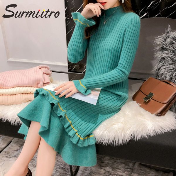 surmiitro knitted long sweater dress women 2019 autumn winter korean ladies ruffles long sleeve jumper and pullover female, White;black
surmiitro knitted long sweater dress women 2019 autumn winter korean ladies ruffles long sleeve jumper and pullover female, White;black