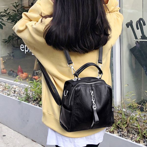 female travel backpack school bag multifunctional pu leather women large capacity backpack shoulder bag