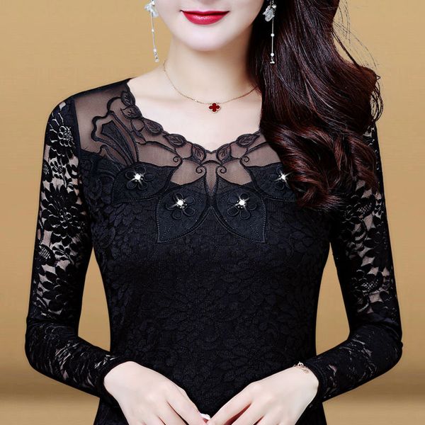 women's spring autumn style lace blouses shirt women's solid color o-neck long sleeve embroidery elegant dd8690, White
women's spring autumn style lace blouses shirt women's solid color o-neck long sleeve embroidery elegant dd8690, White