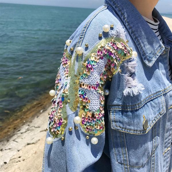 2019 new womens denim jacket plus size fashion cartoon printed patch sequin ripped hole design street wear female jacket jeans, Black;brown
2019 new womens denim jacket plus size fashion cartoon printed patch sequin ripped hole design street wear female jacket jeans, Black;brown