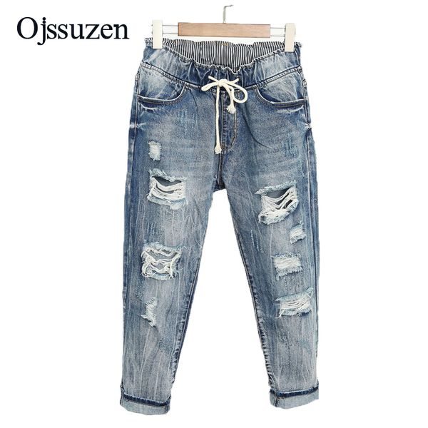 lace up ladies ripped denim jeans trousers women plus size fashion drawstring elastic waist loose harem pants jeans female, Blue
lace up ladies ripped denim jeans trousers women plus size fashion drawstring elastic waist loose harem pants jeans female, Blue
