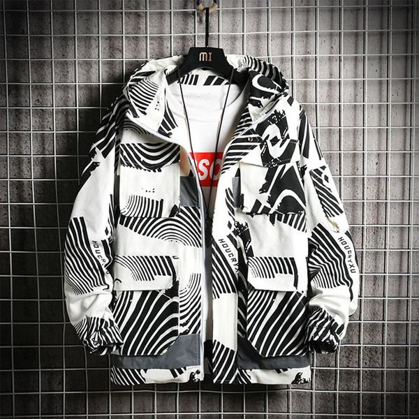 spring autumn new printed fingerprint reflective stripe loose workwear hooded jacket casual trendy jacket men's wear, Black;brown
spring autumn new printed fingerprint reflective stripe loose workwear hooded jacket casual trendy jacket men's wear, Black;brown