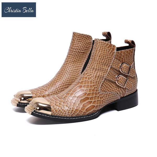 christia bella new snake skin real leather men short boots cowboy metal square toe ankle boots plus size formal leather shoes, Black
christia bella new snake skin real leather men short boots cowboy metal square toe ankle boots plus size formal leather shoes, Black
