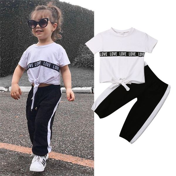 summer kids baby girls clothes sets streetwear 2pcs letter knot t-shirt crop +side striped long pants girl outfits 1-5y, White
summer kids baby girls clothes sets streetwear 2pcs letter knot t-shirt crop +side striped long pants girl outfits 1-5y, White