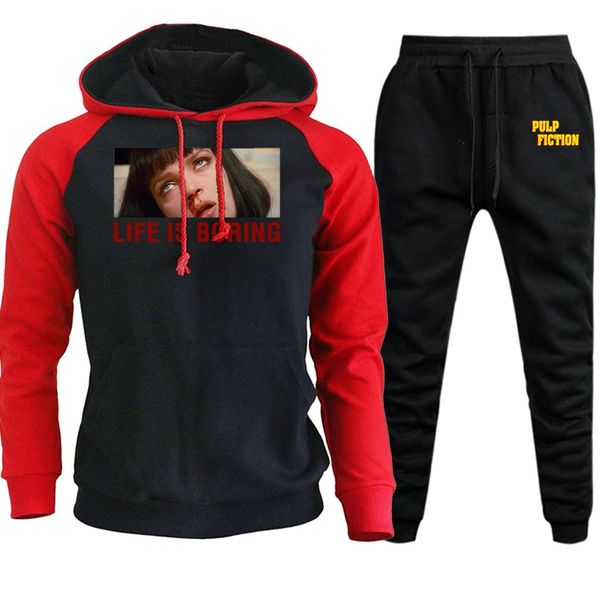 pulp fiction life is boring 2019 new autumn winter men hoodies streetwear raglan vintage suit casual pullover+pants 2 piece set, Gray
pulp fiction life is boring 2019 new autumn winter men hoodies streetwear raglan vintage suit casual pullover+pants 2 piece set, Gray