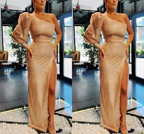 sequined one shoulder prom dresses long sleeves high side split evening gowns floor length party wear custom vestidos de fiesta, Black
sequined one shoulder prom dresses long sleeves high side split evening gowns floor length party wear custom vestidos de fiesta, Black